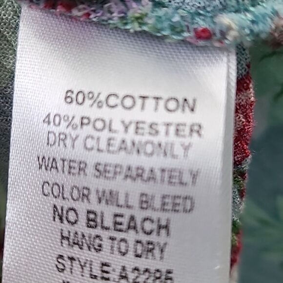 Umgee Mini-Dress Teal Orange/White Flowers, 1 Button Neckline & Loophole, Small - Picture 9 of 9